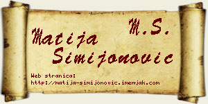 Matija Simijonović vizit kartica
